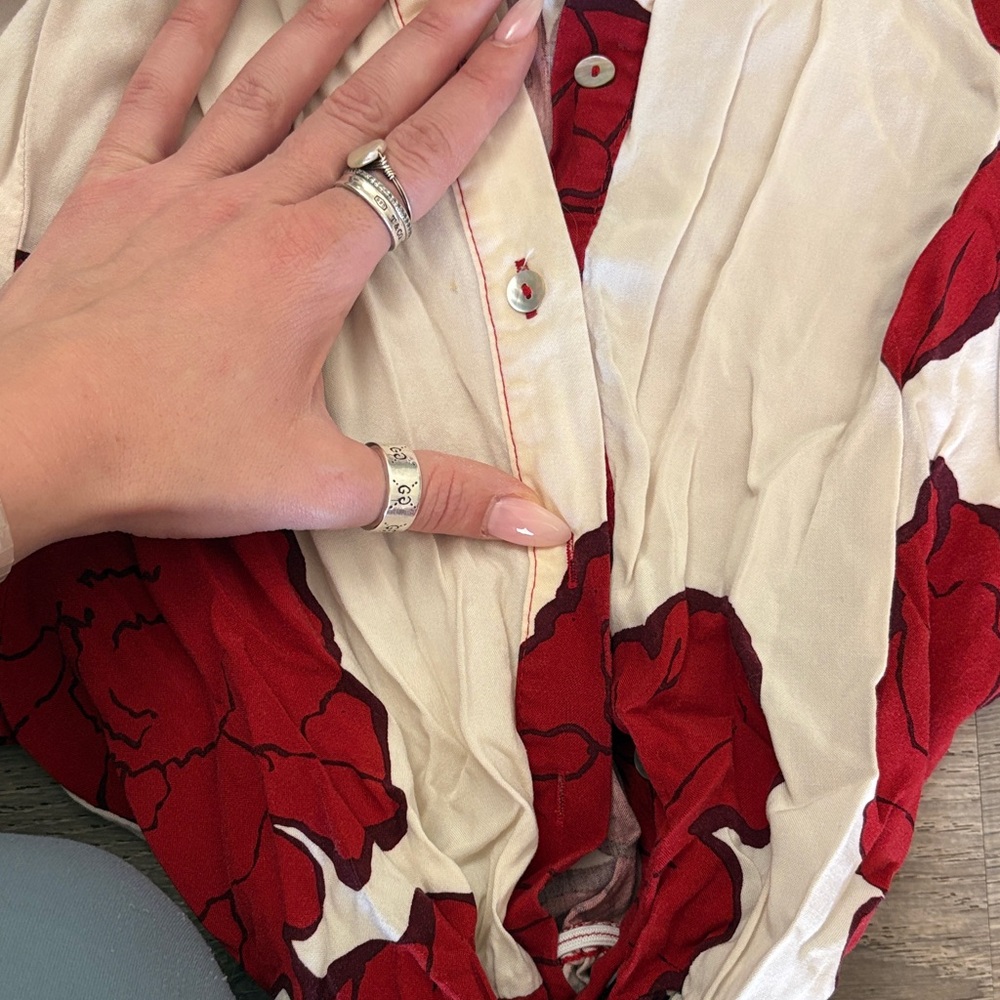 H&M Red and White Floral Tie-Waist Maxi Dress - Picture 3 of 4